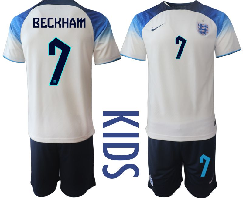Youth 2022 World Cup National Team England home white #7 Soccer Jersey->youth soccer jersey->Youth Jersey